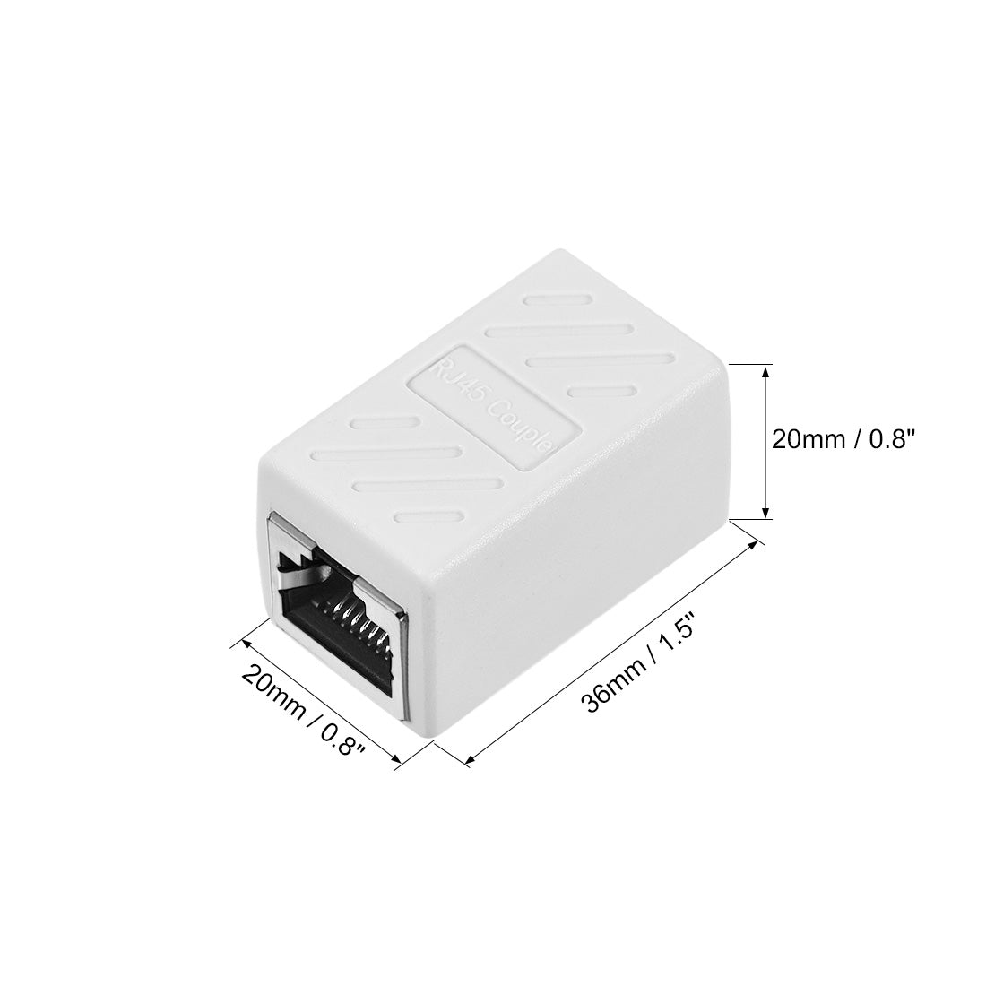 uxcell Uxcell RJ45 Coupler Inline Connector Cat7 Cat6 Cat5e Ethernet Cable Extender Adapter Female to Female 36x20x20mm White 2Pcs