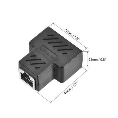 Harfington Uxcell RJ45 Splitter Coupler Inline Connector 1 to 2 Splitter Cat7 Cat6 Cat5e Ethernet Cable Extender Adapter 37x44x21mm