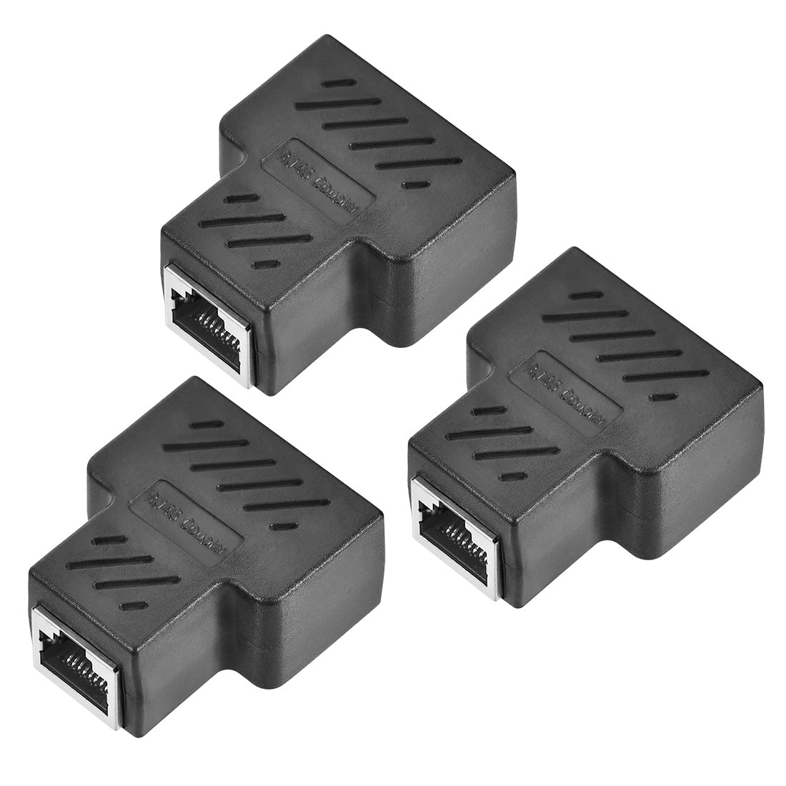 uxcell Uxcell RJ45 Splitter Coupler Inline Connector 1 to 2 Splitter Cat7 Cat6 Cat5e Ethernet Cable Extender Adapter 37x44x21mm 3Pcs