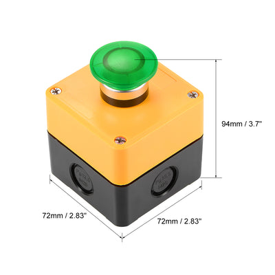 Harfington Uxcell Push Button Switch Station Momentary 1NC 1NO Mushroom Green Switch 600V 10A