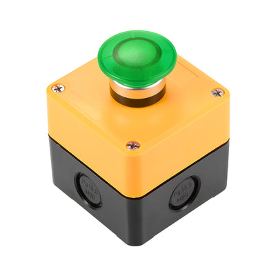 Harfington Uxcell Push Button Switch Station Momentary 1NC 1NO Mushroom Green Switch 600V 10A