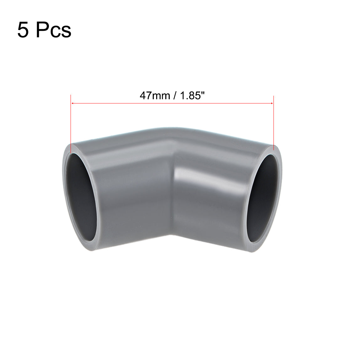 uxcell Uxcell PVC Pipe Fitting, 20mm Slip Socket, 45 Degree Elbow Connector Gray 5Pcs