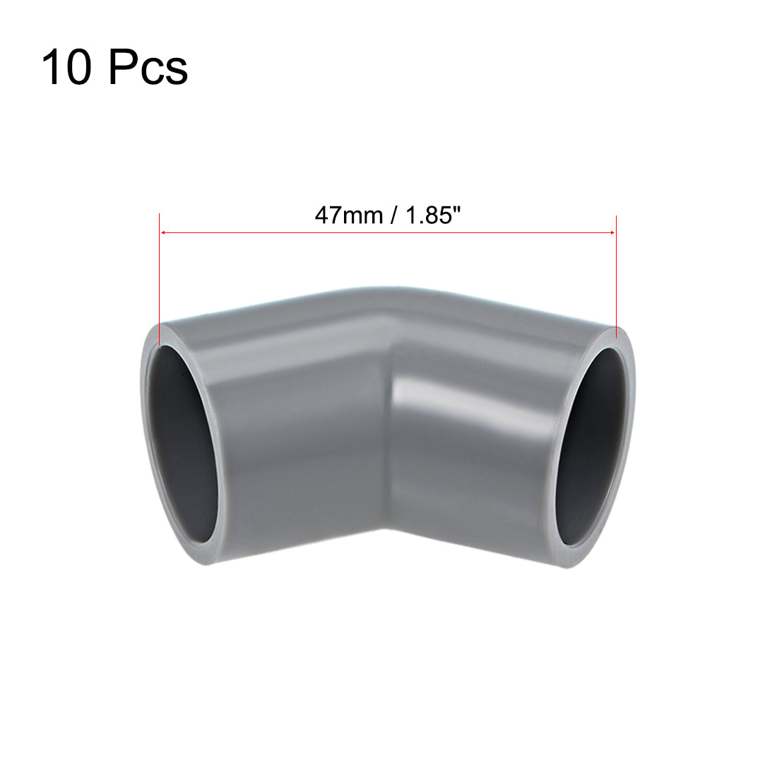 uxcell Uxcell PVC Pipe Fitting, 20mm Slip Socket, 45 Degree Elbow Connector Gray 10Pcs