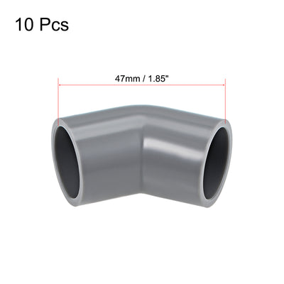 Harfington Uxcell PVC Pipe Fitting, 20mm Slip Socket, 45 Degree Elbow Connector Gray 10Pcs