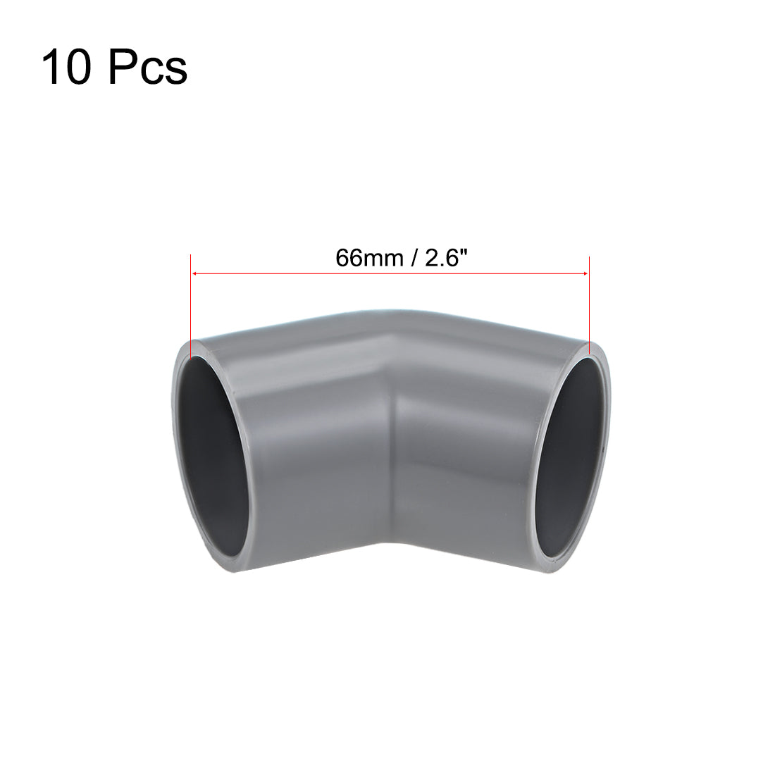 uxcell Uxcell PVC Pipe Fitting, 32mm Slip Socket, 45 Degree Elbow Connector Gray 10Pcs