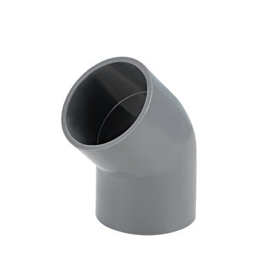 Harfington Uxcell PVC Pipe Fitting, 50mm Slip Socket, 45 Degree Elbow Connector Gray 2Pcs