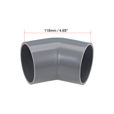 Harfington Uxcell PVC Pipe Fitting, 63mm Slip Socket, 45 Degree Elbow Connectors Gray