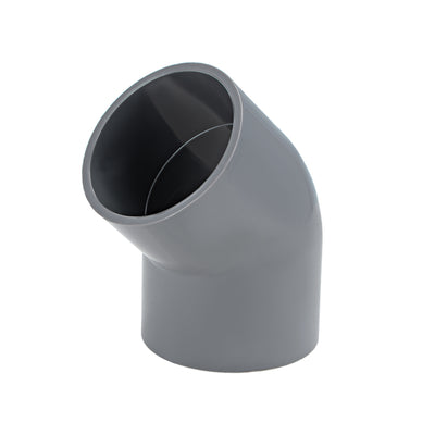 Harfington Uxcell PVC Pipe Fitting, 63mm Slip Socket, 45 Degree Elbow Connectors Gray