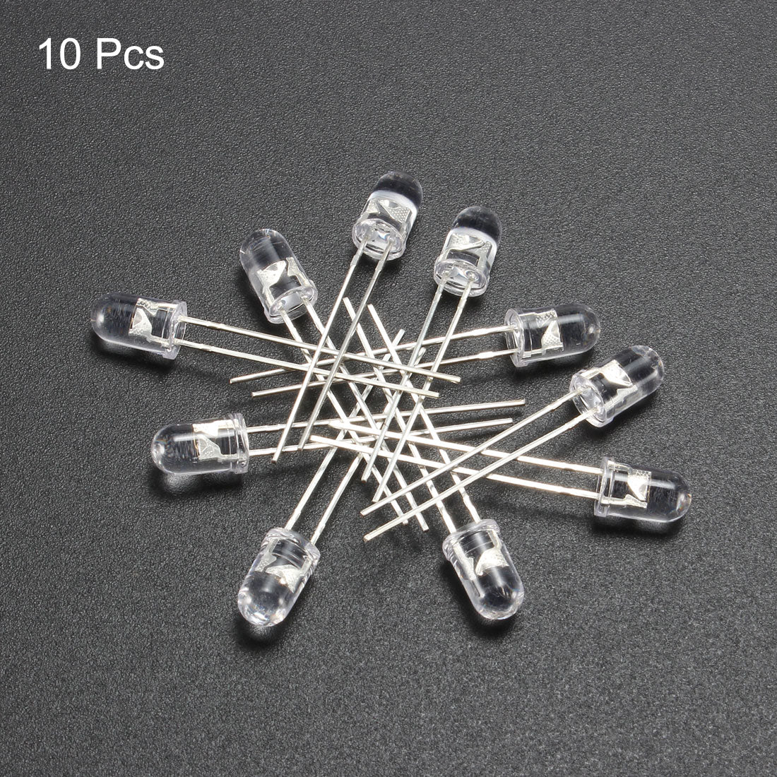 uxcell Uxcell 10pcs 5mm 365-370nm Light Emitting Diode DC 3.4V 20mA Clear Round Top