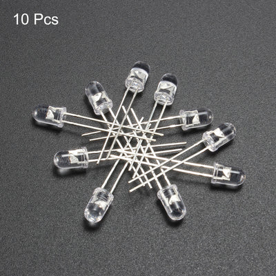 Harfington Uxcell 10pcs 5mm 365-370nm Light Emitting Diode DC 3.4V 20mA Clear Round Top