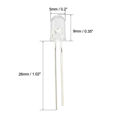 Harfington Uxcell 10pcs 5mm 365-370nm Light Emitting Diode DC 3.4V 20mA Clear Round Top