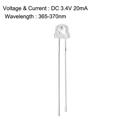 Harfington Uxcell UV Licht Leuchtdiode klarer Strohhut ultraviolette LED Diode DIP Glühbirne Elektronikkomponente lila 5 Stück