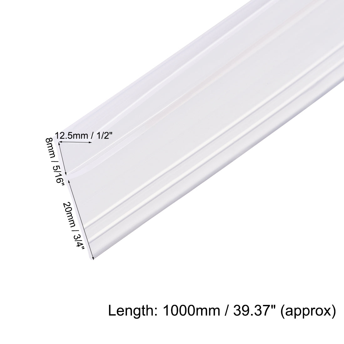 uxcell Uxcell Rahmenlose Glasduschtür Boden Seiten Dichtungsstreifen F-Typ 5/16 "x 39,37", 3/4 "Tropfschiene