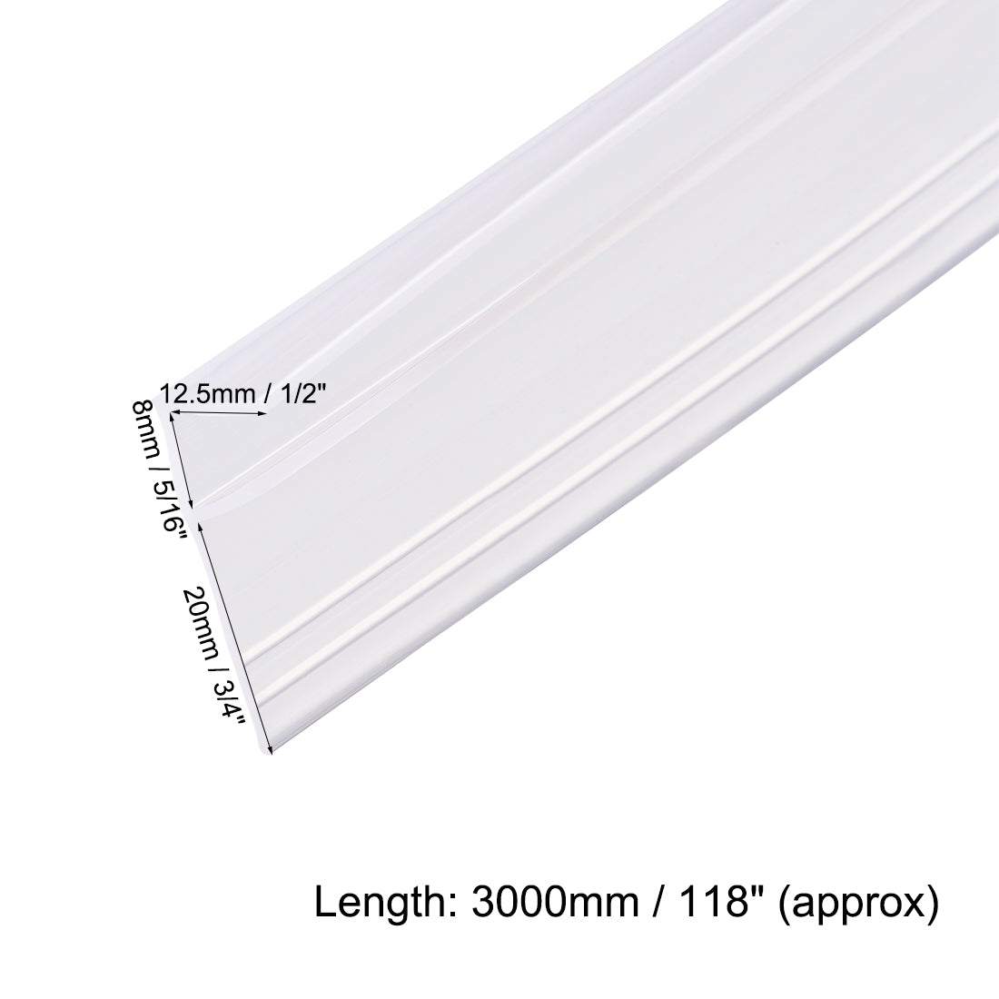 uxcell Uxcell Rahmenlose Glasduschtür Boden Seiten Dichtungsstreifen F-Typ 5/16 "x 118", 3/4 "Tropfschiene