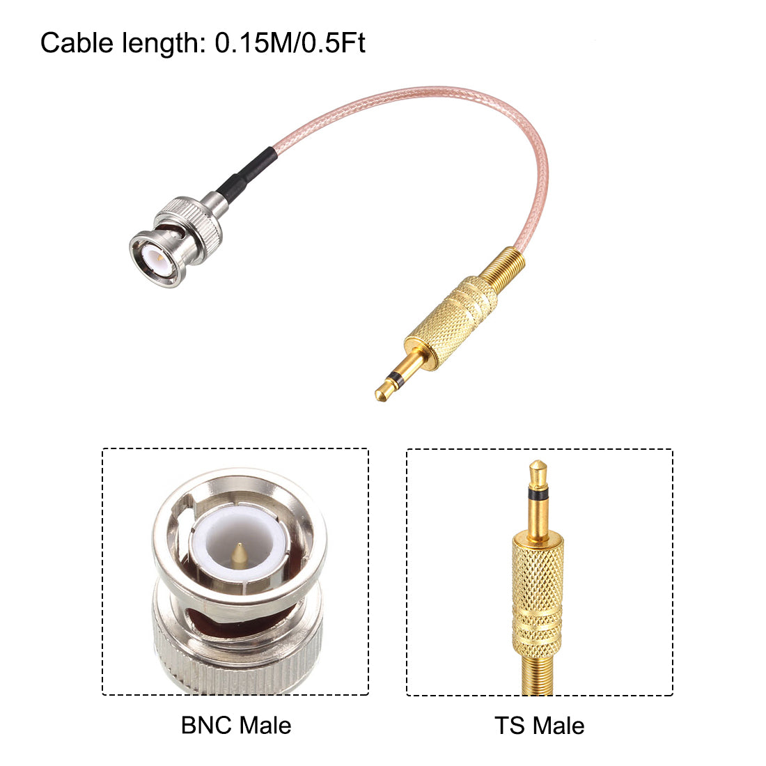 uxcell Uxcell BNC Male to 3.5mm 1/8inch Male Coaxial Power Audio Cable