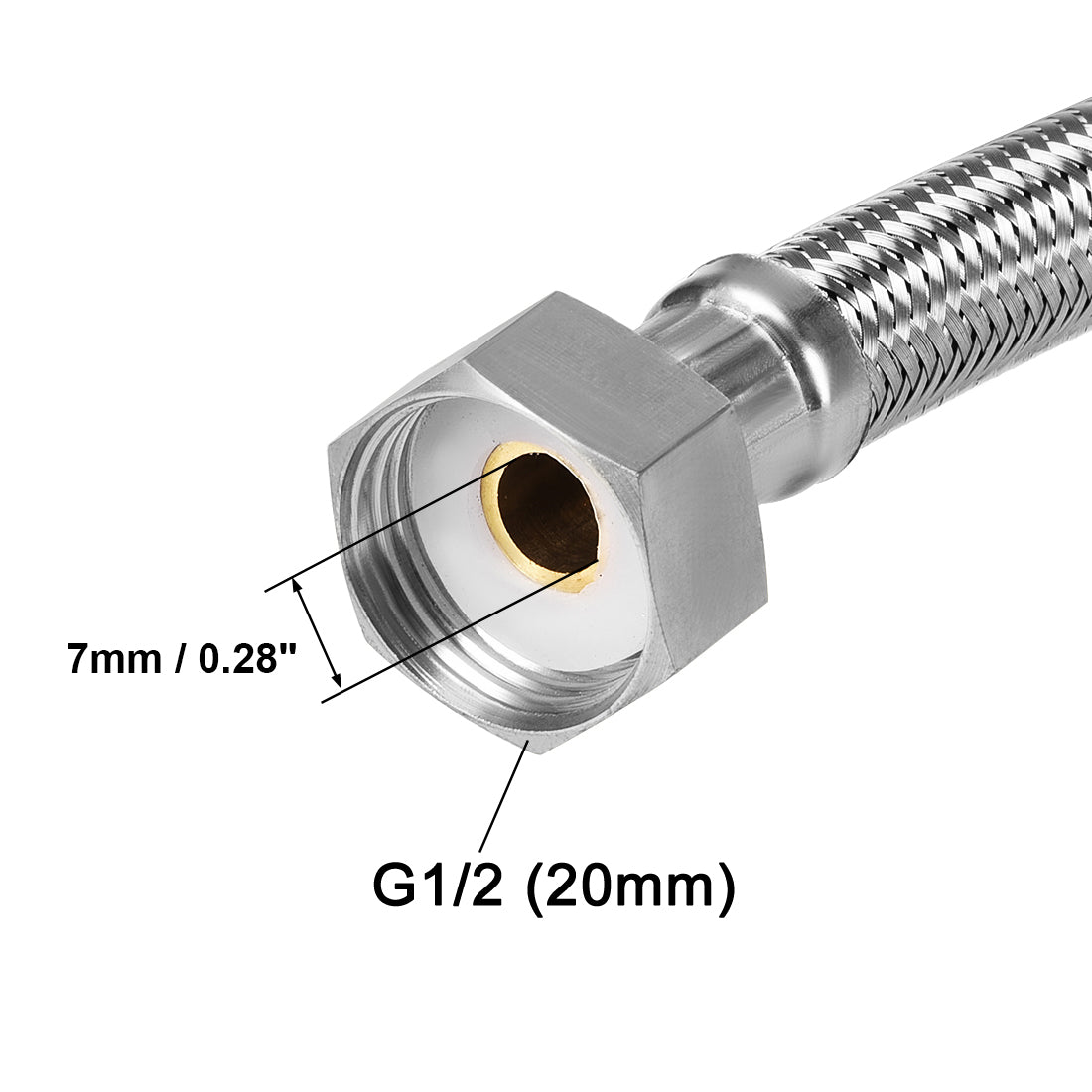 uxcell Uxcell Faucet Supply Line Connector 304 Stainless Steel Hose