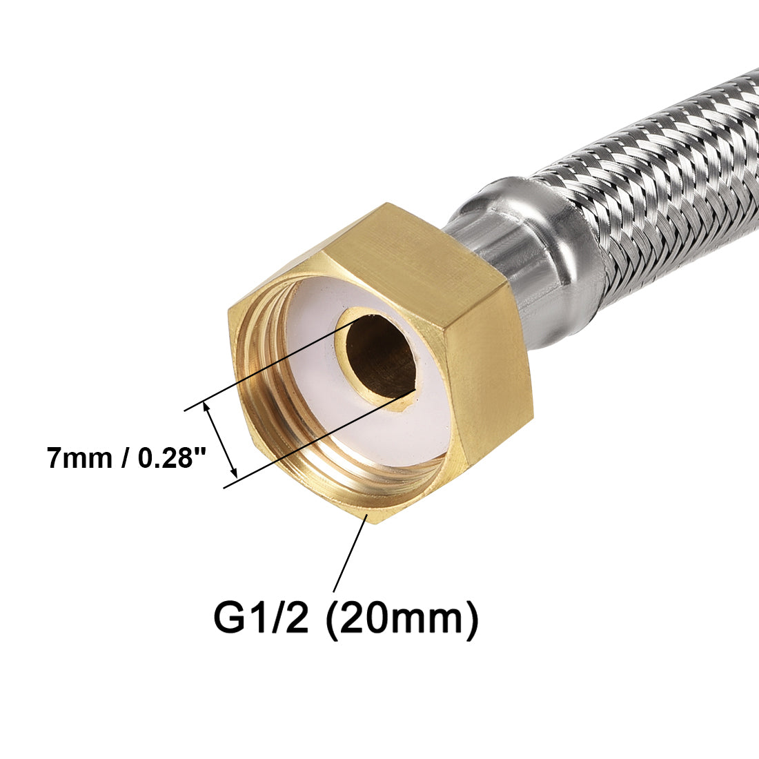 uxcell Uxcell Faucet Supply Line Connector 304 Stainless Steel Hose Brass Nut