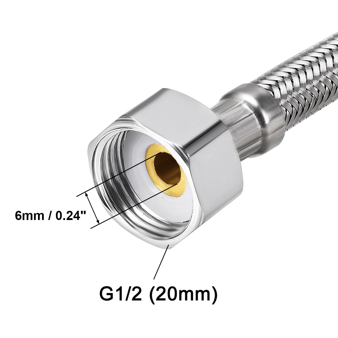 uxcell Uxcell Faucet Supply Line Connector G1/2 Female x M10 Male 16" Long SUS304 Hose 2Pcs