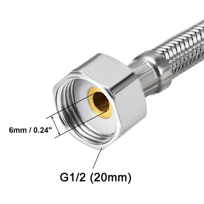 Harfington Uxcell Faucet Supply Line Connector G1/2 Female x M10 Male 16" Long SUS304 Hose 2Pcs