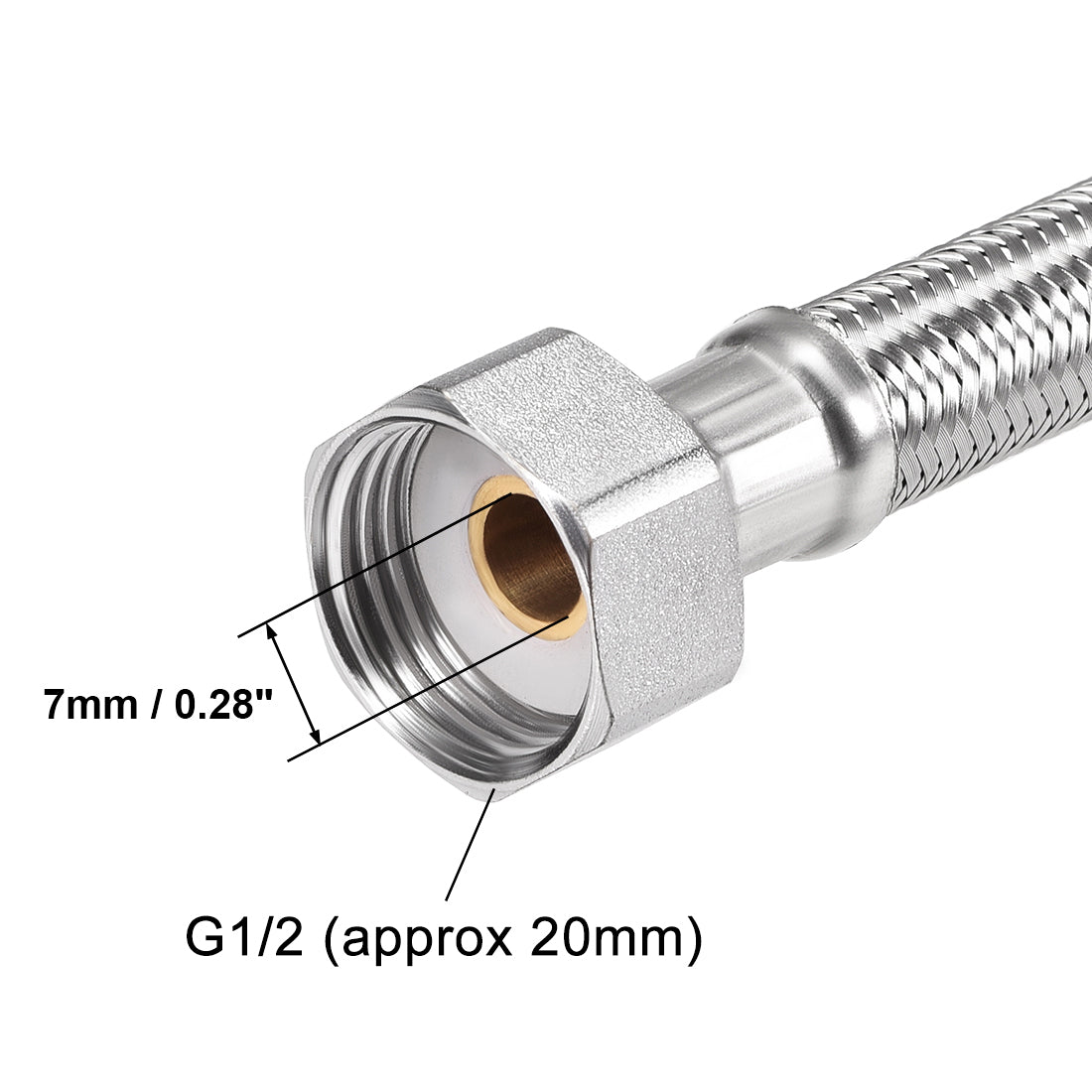 uxcell Uxcell Faucet Supply Line Connector G1/2 Female x G1/2 Male 24" Long SUS304 Hose 2Pcs