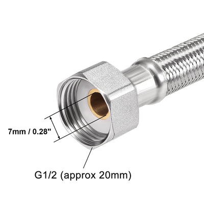 Harfington Uxcell Faucet Supply Line Connector G1/2 Female x G1/2 Male 24" Long SUS304 Hose 2Pcs