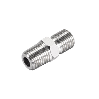 Harfington Uxcell Hex Nipple G1/4 Male x G1/4 Male 304 Stainless Steel Pipe Tube Fitting 4Pcs