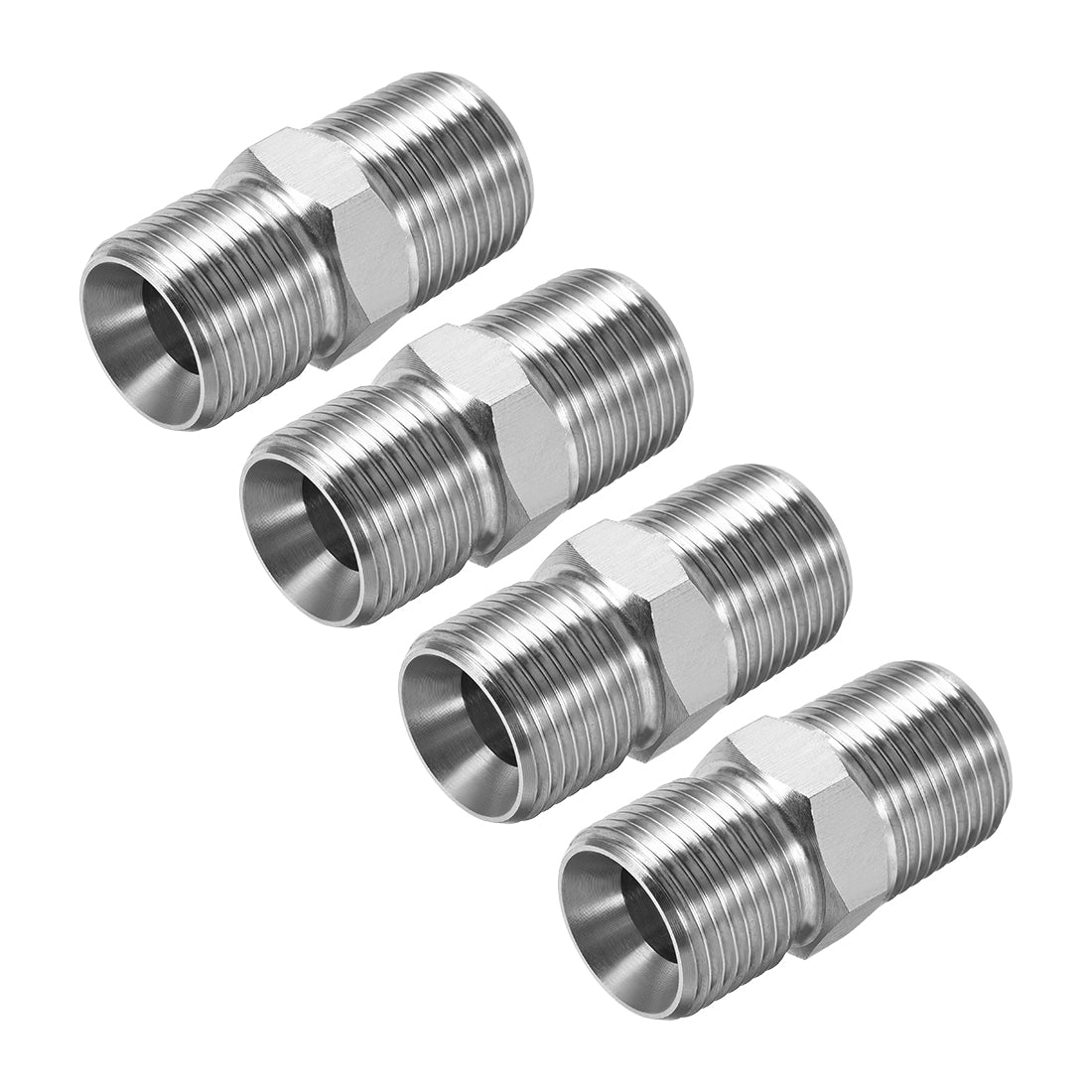 uxcell Uxcell Hex Nipple G3/8 Male x G3/8 Male 304 Stainless Steel Pipe Tube Fitting 4Pcs