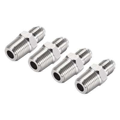 Harfington Uxcell Hex Nipple 1/4 NPT x 7/16-20UNF 304 Stainless Steel Pipe Tube Fitting 4Pcs