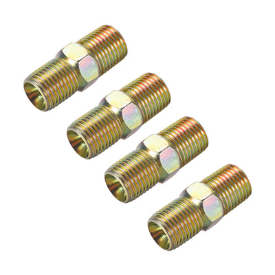 Harfington Uxcell Hex Nipple G1/4 Male x G1/4 Male Carbon Steel Pipe Tube Fitting 4Pcs