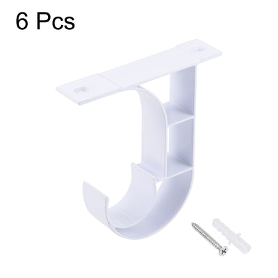 Harfington Uxcell Curtain Rod Bracket Aluminum Alloy Single Holder Support for 25mm Drapery Rod 80 x 75 x 18mm White 6Pcs