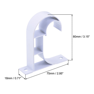 Harfington Uxcell Curtain Rod Bracket Aluminum Alloy Single Holder Support for 25mm Drapery Rod 80 x 75 x 18mm White 6Pcs