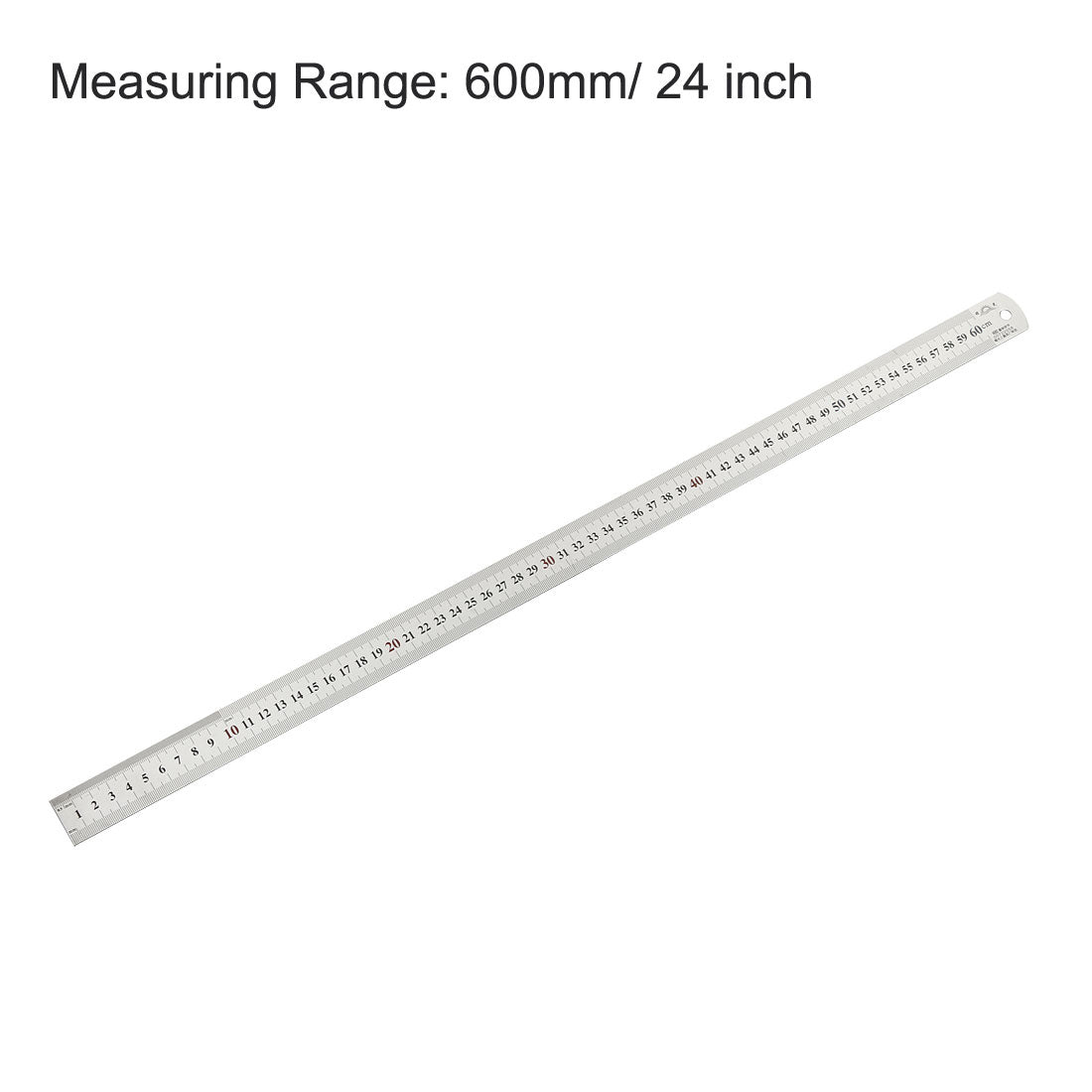 uxcell Uxcell Straight Ruler 600mm 24 Inch Metric Stainless Steel Measuring Tool with Hanging Hole 2pcs