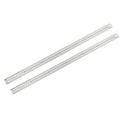 Harfington Uxcell Straight Ruler 600mm 24 Inch Metric Stainless Steel Measuring Tool with Hanging Hole 2pcs