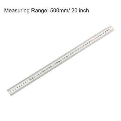 Harfington Uxcell Straight Ruler 500mm 20 Inch Metric Stainless Steel Measuring Tool with Hanging Hole