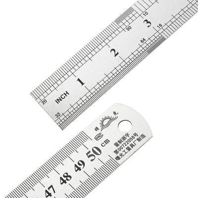 Harfington Uxcell Straight Ruler 500mm 20 Inch Metric Stainless Steel Measuring Tool with Hanging Hole