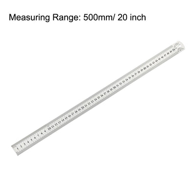 Harfington Uxcell Straight Ruler 500mm 20 Inch Metric Stainless Steel Measure Tool with Hanging Hole 2pcs