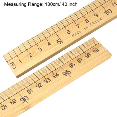 Harfington Uxcell Straight Ruler 1m 40 Inch Metric / Imperial Egde Scale Bamboo Ruler 100cm Measuring Tool