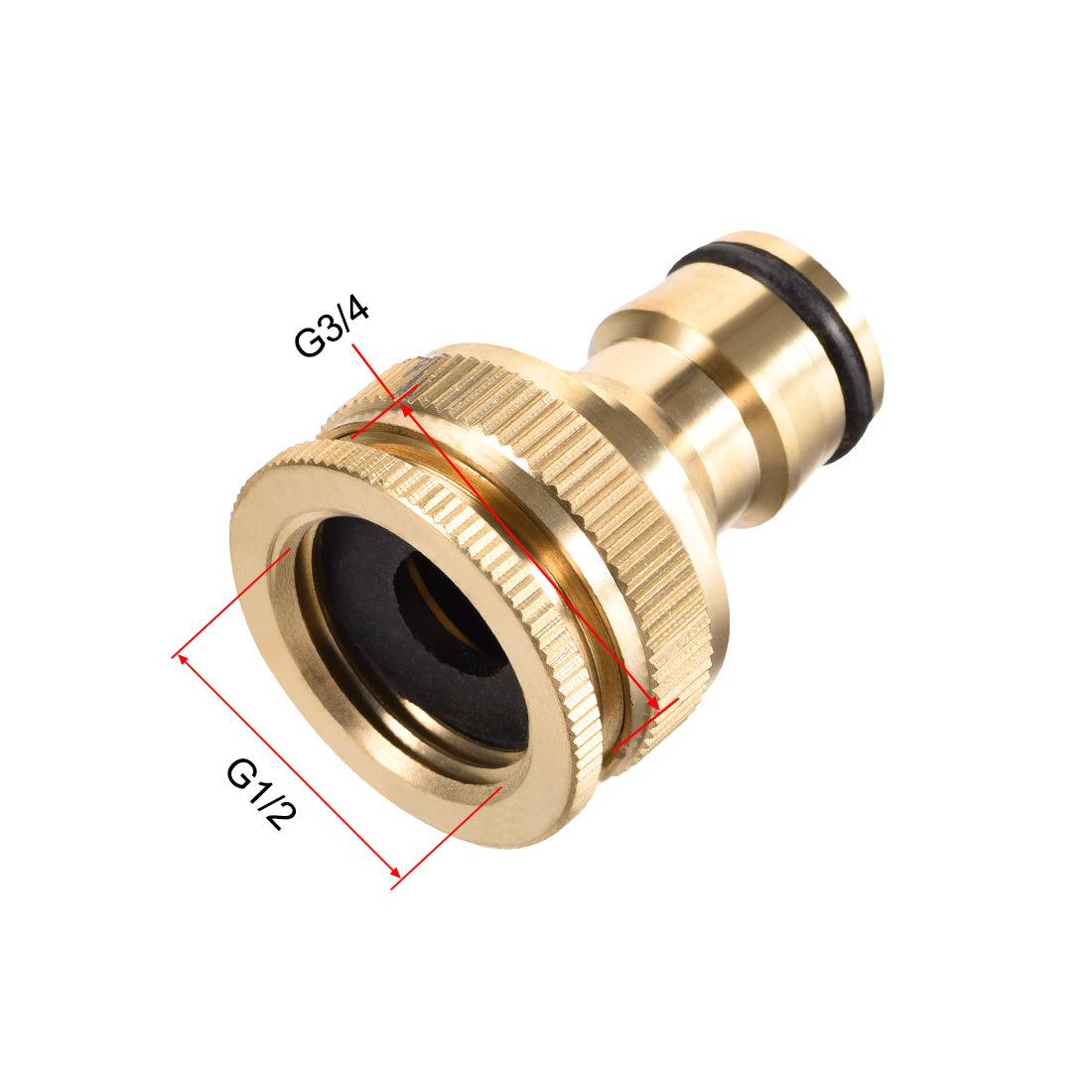 uxcell Uxcell Brass Faucet Tap Quick Connector G1/2 G3/4 Female Thread Hose Pipe Adapter 4pcs