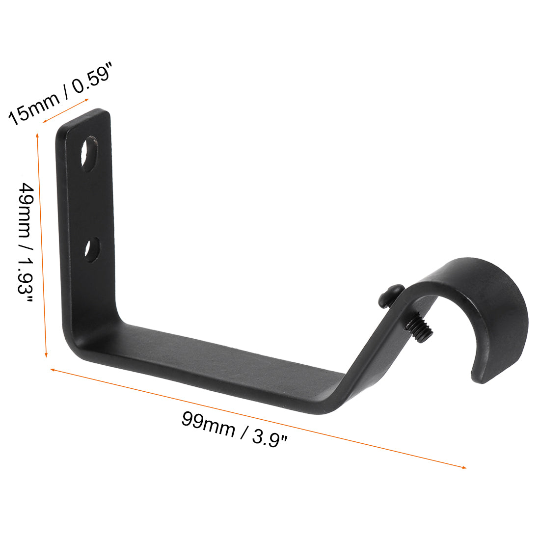 uxcell Uxcell Curtain Rod Bracket Iron Single Holder Support for 16mm Drapery Rod, 99 x 49 x 15mm Black 4Pcs