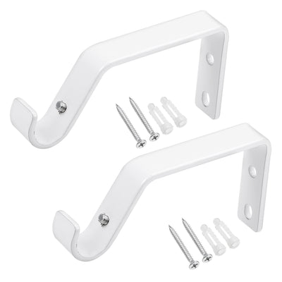 uxcell Uxcell Curtain Rod Bracket Iron Single Holder Support for 16mm Drapery Rod, 99 x 49 x 15mm White 4Pcs