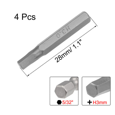 Harfington Uxcell Sechskantschaft magnetischer Schraubendreherbit Satz Werkzeug Inch Länge 4 Stück H5 / 32 * H3 * 28mm