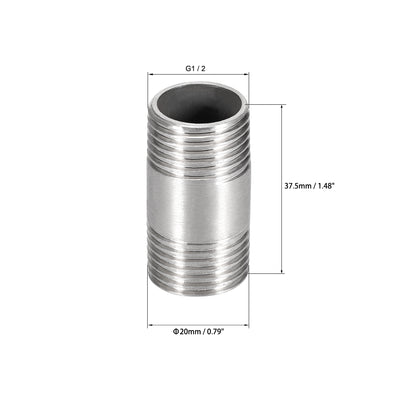 Harfington Uxcell Stainless Steel 304 Cast Pipe Fittings Coupling Fitting 1/2 x 1/2 G Male