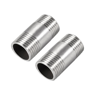 Harfington Uxcell Stainless Steel 304 Cast Pipe Fittings Coupling Fitting 1/2 x 1/2 G Male 2pcs