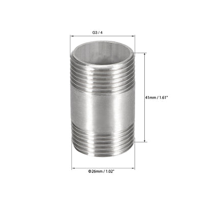 Harfington Uxcell Stainless Steel 304 Cast Pipe Fittings Coupling Fitting 3/4 x 3/4 G Male