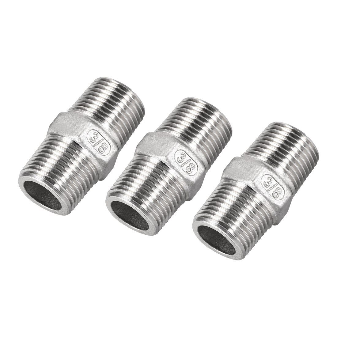 uxcell Uxcell Stainless Steel 304 Cast Pipe Fittings Coupling 3/8 x 3/8 G Male 3pcs