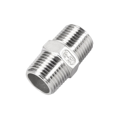 Harfington Uxcell Stainless Steel 304 Cast Pipe Fittings Coupling 1/2 x 1/2 G Male