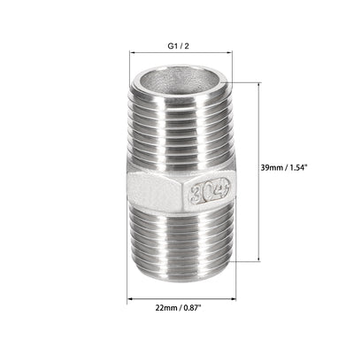 Harfington Uxcell Edelstahl 304 Gussrohrverschraubung Kupplung Koppler G Stecker G1 / 2 x G1 / 2 (2 Stück)