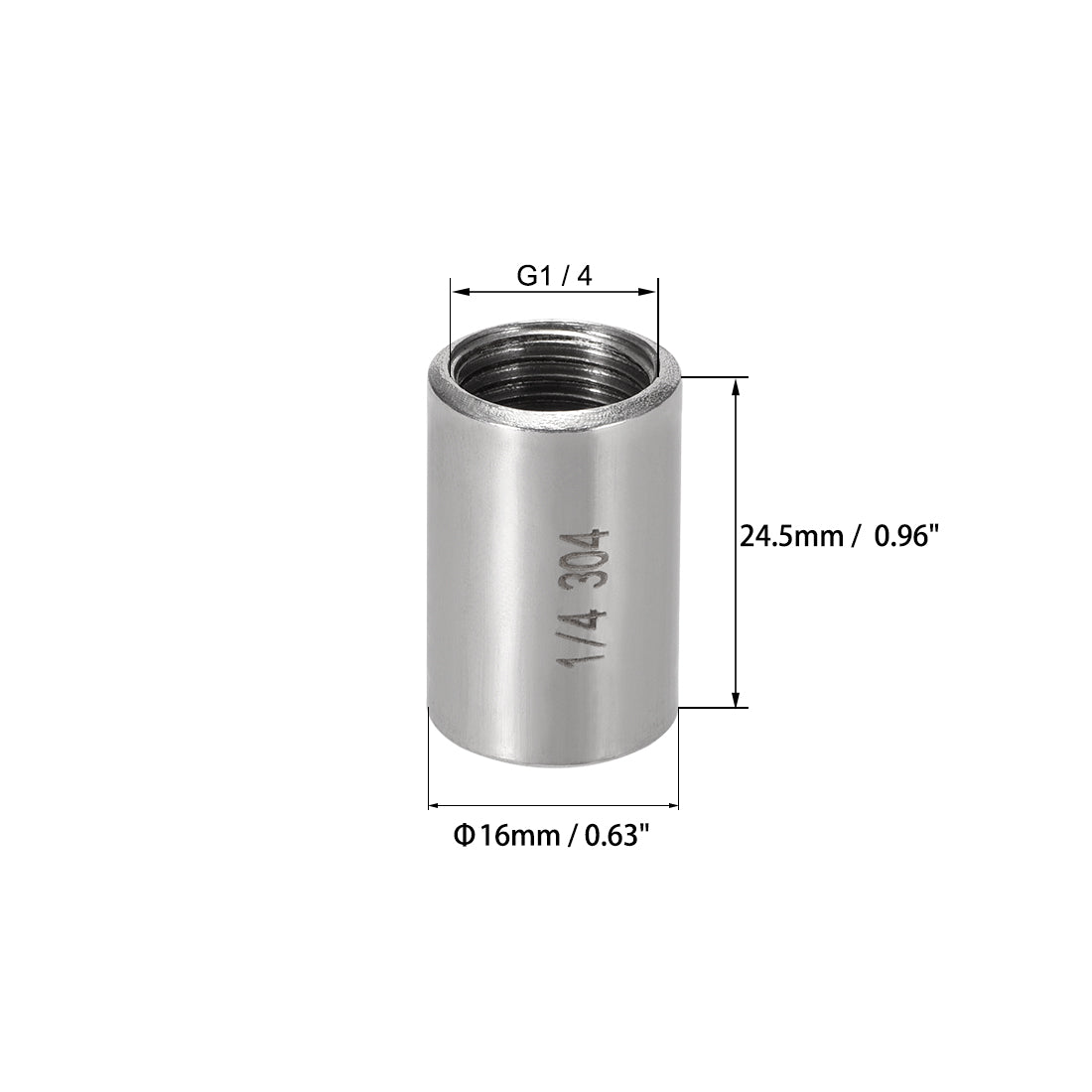 uxcell Uxcell Stainless Steel 304 Cast Pipe Fittings Coupling Fitting 1/4 x 1/4 G Female