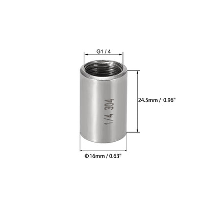 Harfington Uxcell Stainless Steel 304 Cast Pipe Fittings Coupling Fitting 1/4 x 1/4 G Female