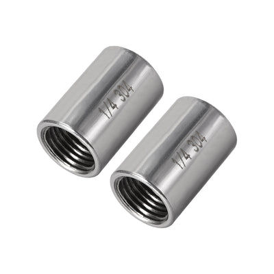 Harfington Uxcell Stainless Steel 304 Cast Pipe Fittings Coupling Fitting 1/4 x 1/4 G Female 2pcs